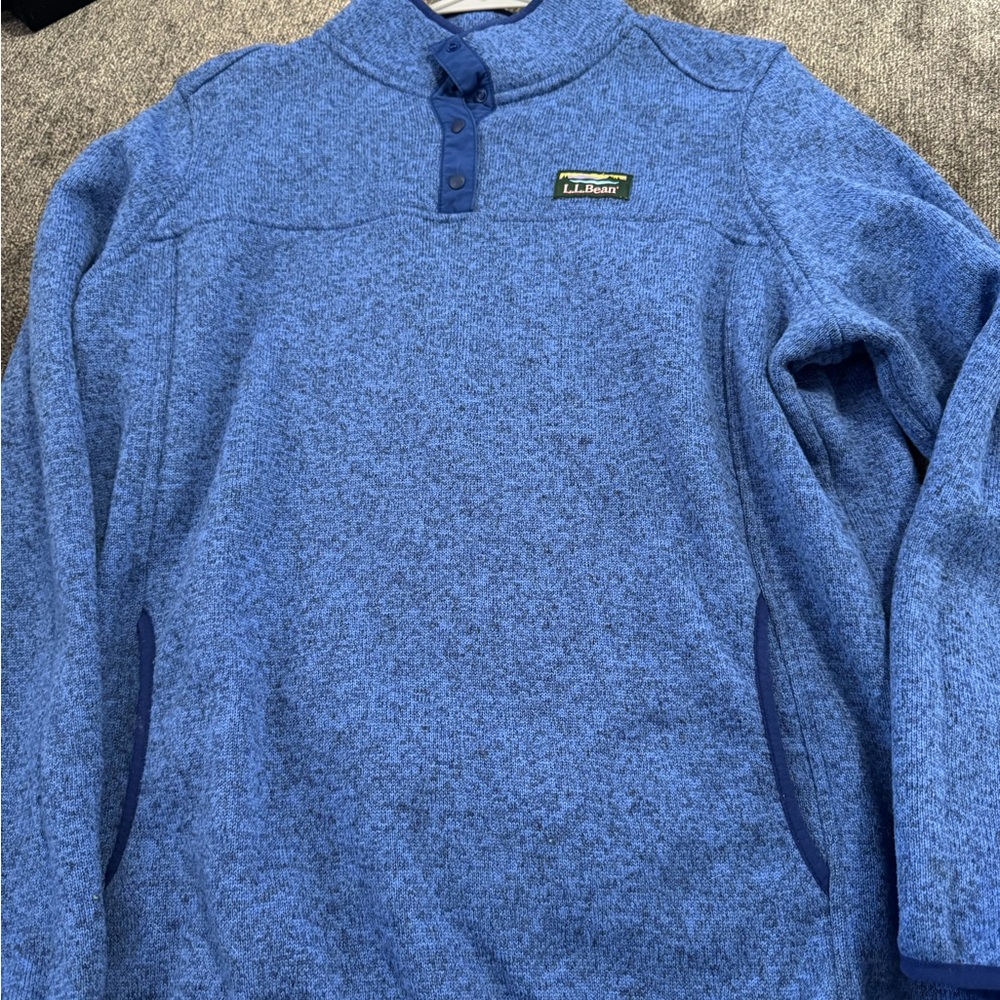 L.L. Bean Heather Blue Fleece Pullover